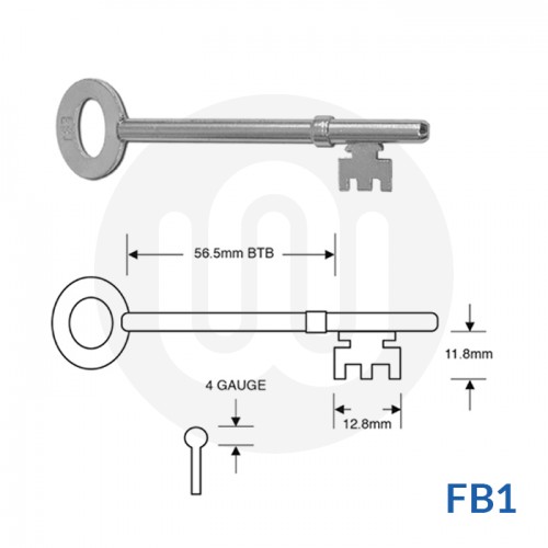 Pre-Cut FB1 / FB2 / FB4 Key To Suit Fire Brigade Locks